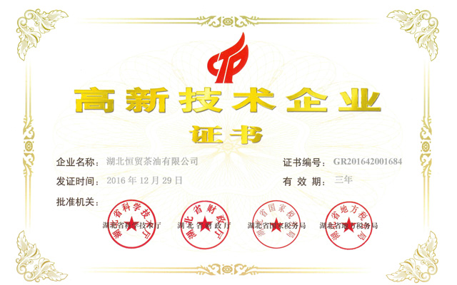 高新技術(shù)企業(yè)證書(shū)